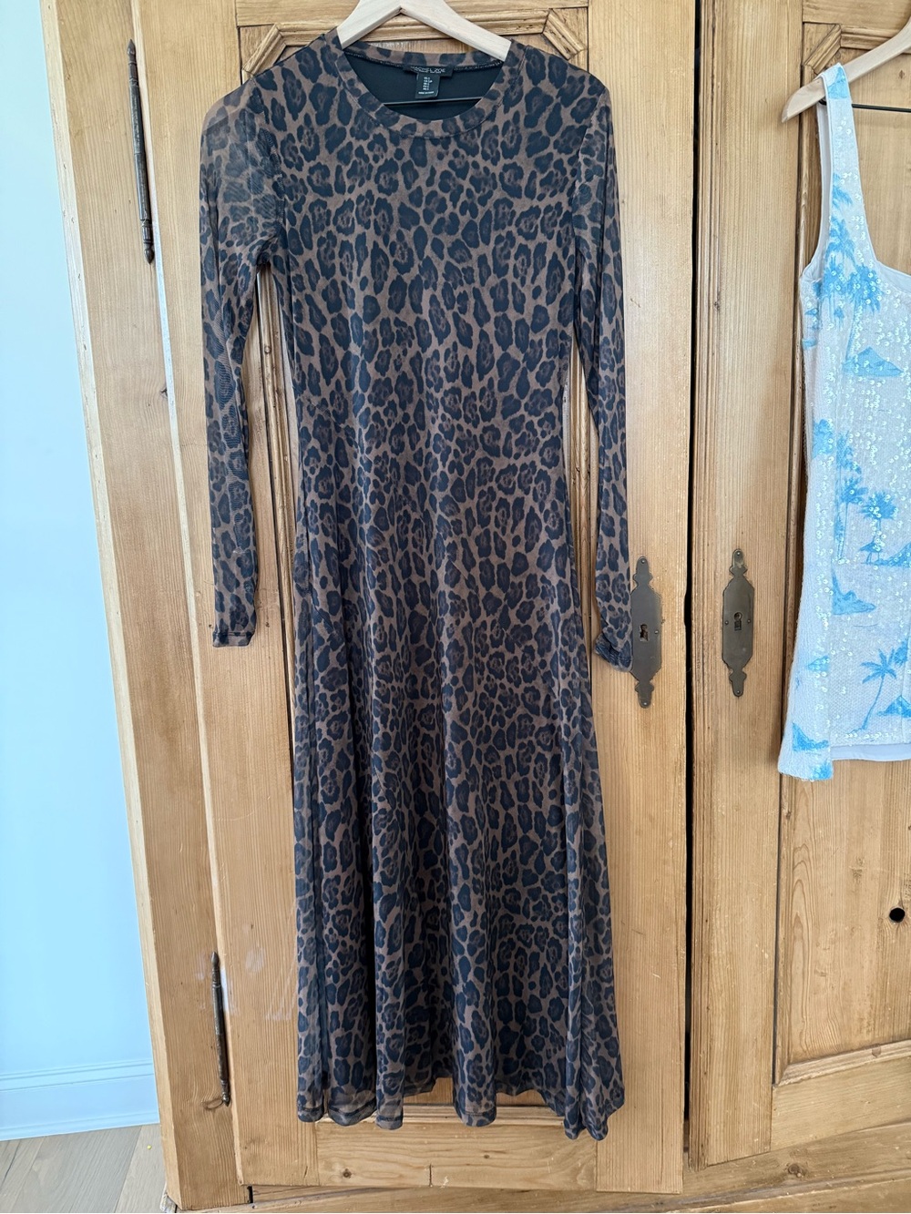 Rachel Zoe Brown Leopard Print Long Sleeve Maxi Dress